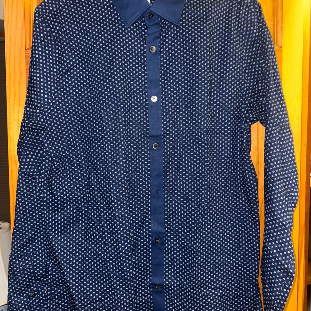 Express Dark Blue Shirt with White Dots